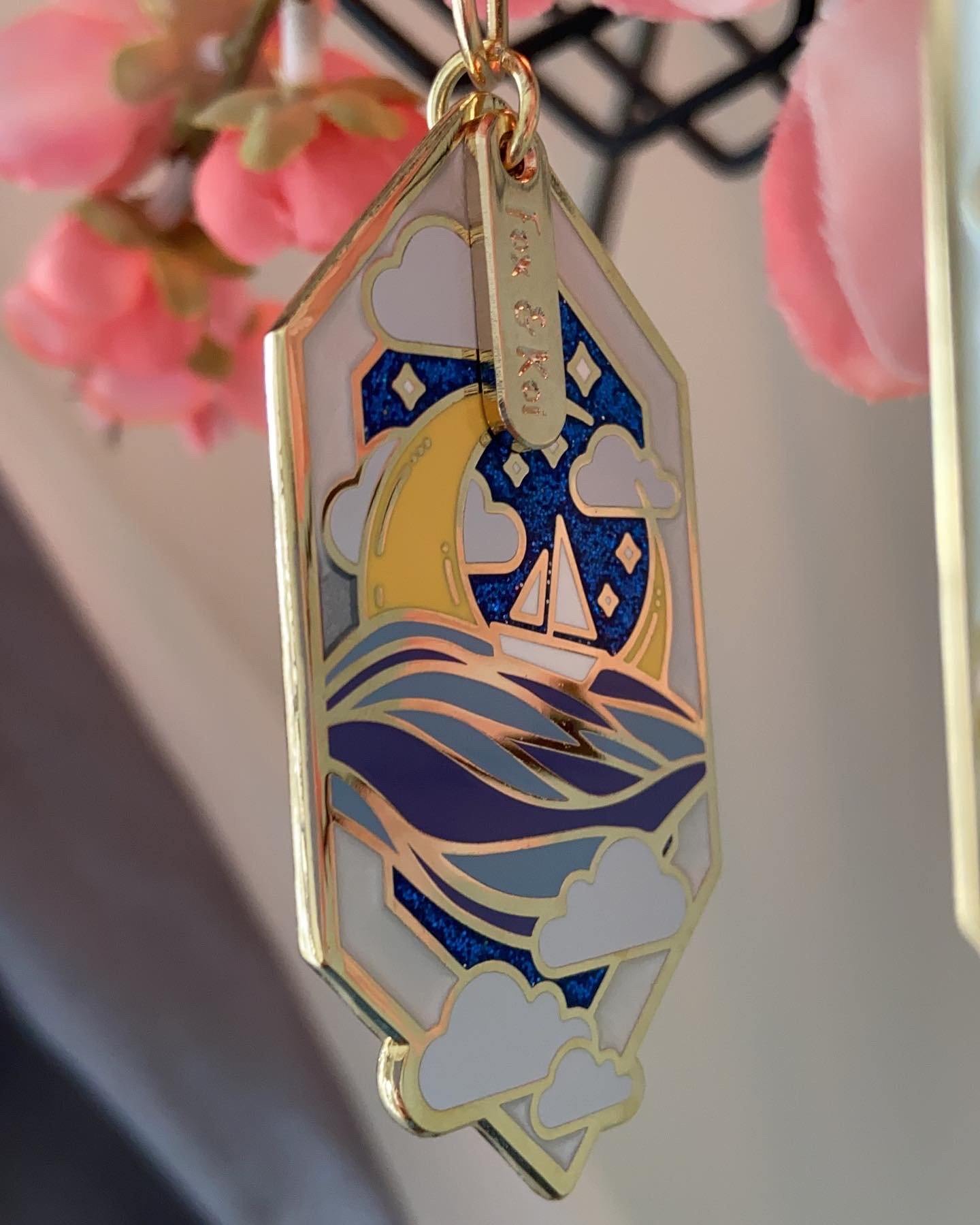 Sun & Moon Enamel Keychain - Fox & Koi