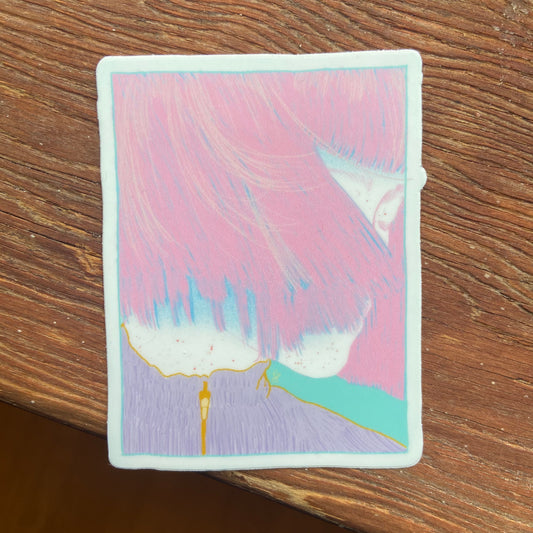 pink girl portrait sticker