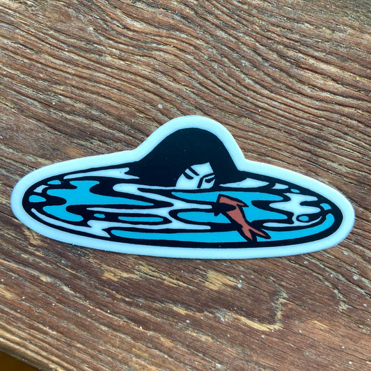 woman & koi sticker