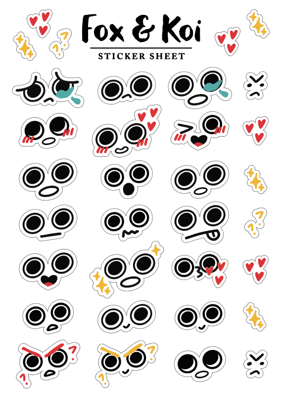 STICKER SHEET - Fox & Koi