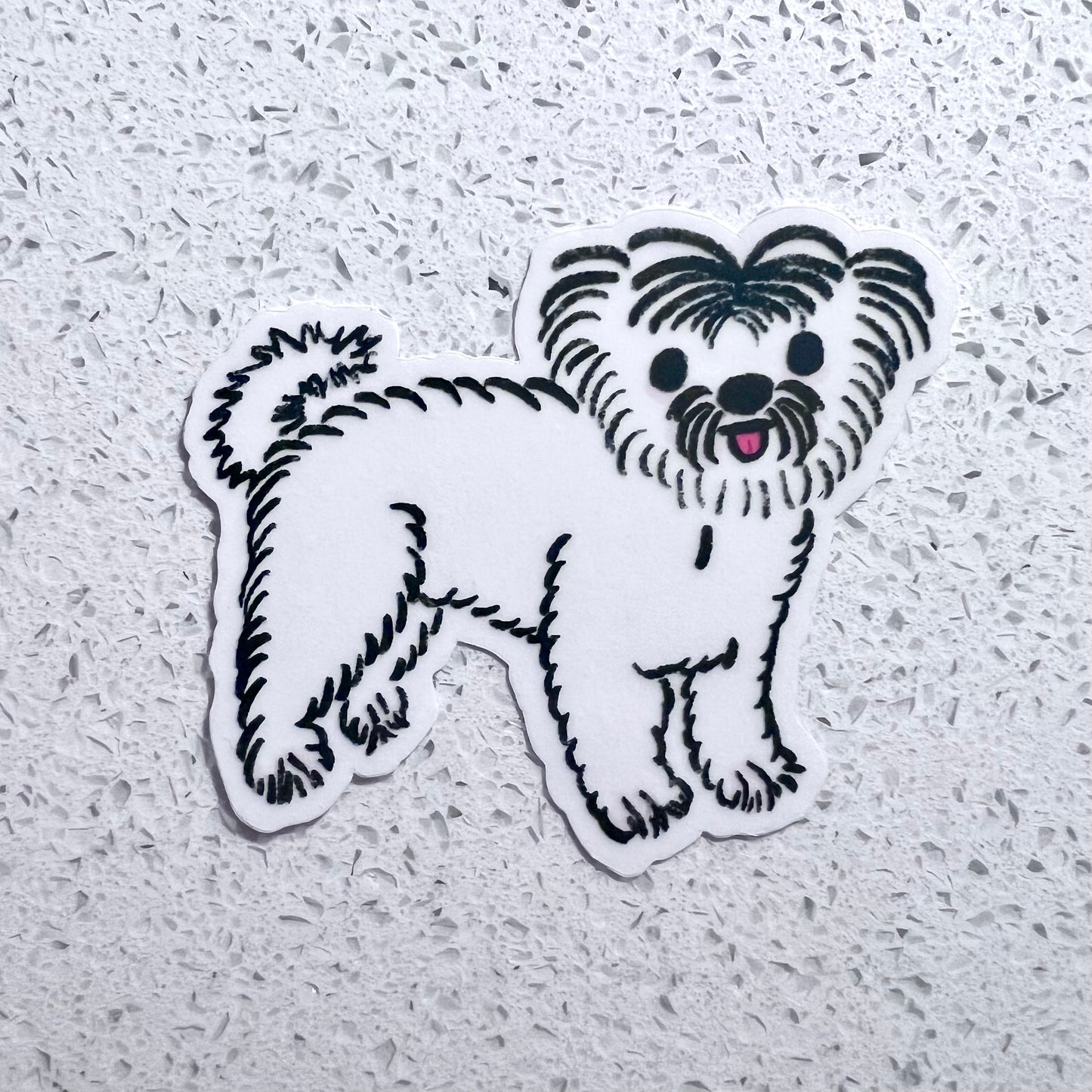 lil’ white dog clear sticker