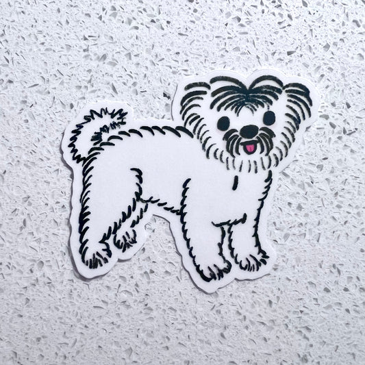 lil’ white dog clear sticker